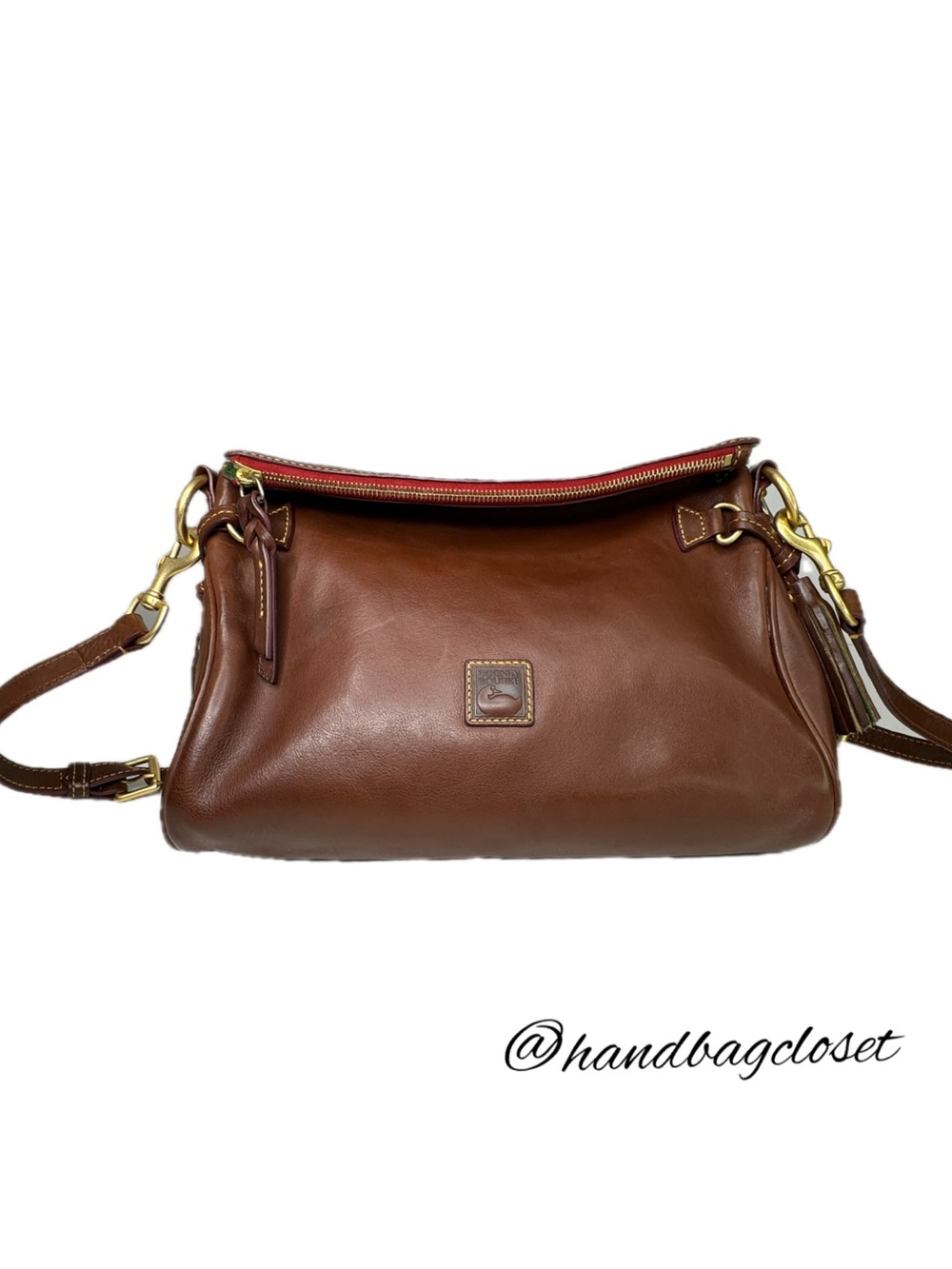 Dooney & Bourke DB Walnut Brown Florentine Leather Fold Over Crossbody Bag